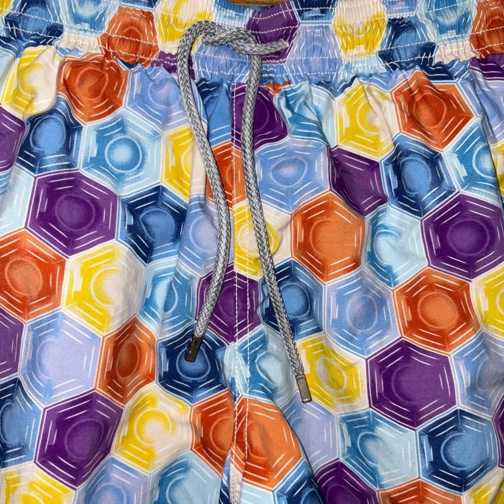 FLAWS Vilebrequin Colorful Hexagon Pattern Swim Shorts Size Large - Picture 3 of 12